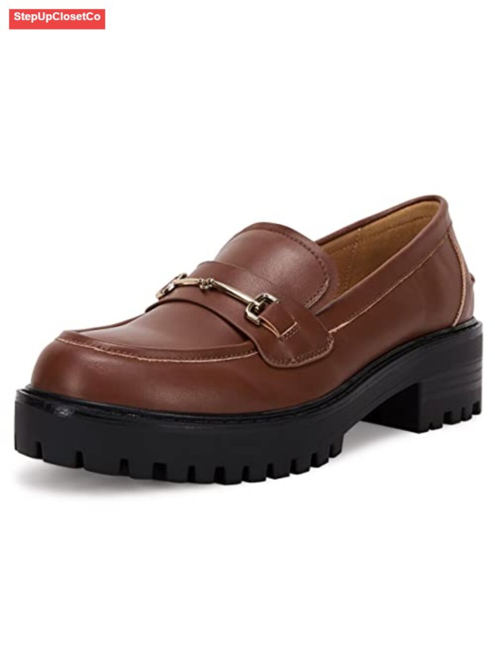 VETASTE Women's Platform Chunky Heel Loafers Slip on Business Casual Shoes